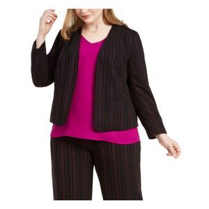 BAR III Womens Black Striped Blazer Jacket Plus Size: 2X